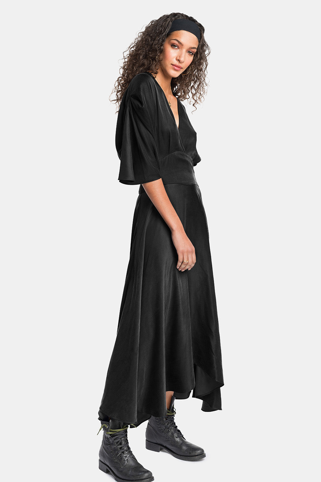 vegan silk drop shoulder dress