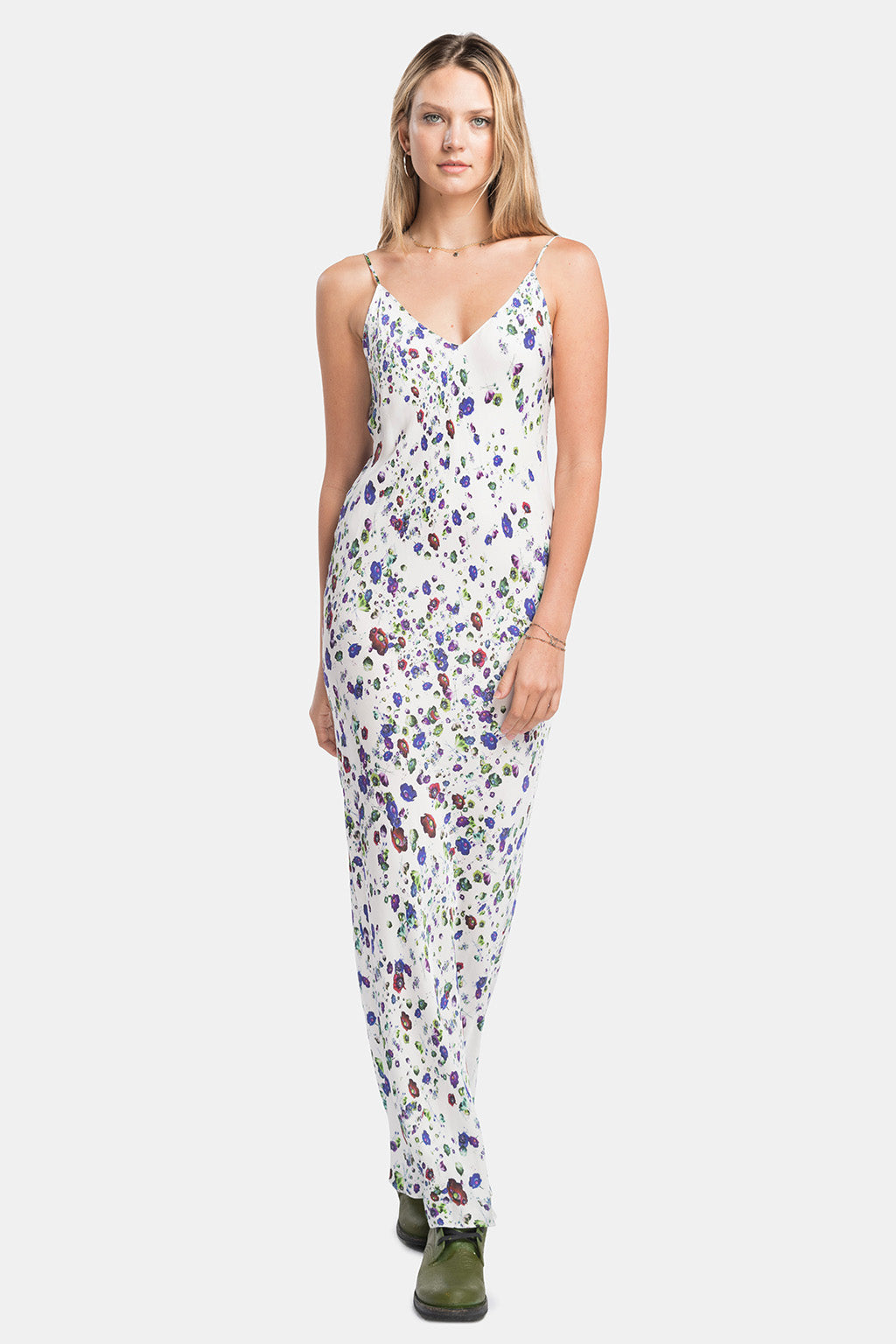 floral vegan silk maxi dress