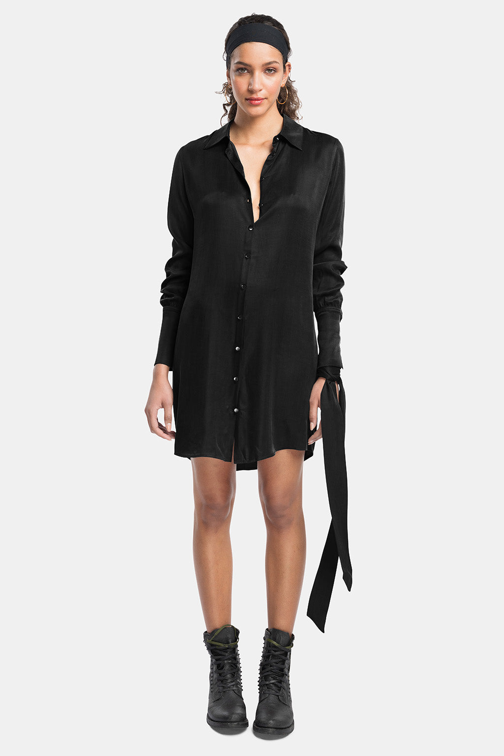 vegan silk shirt dress