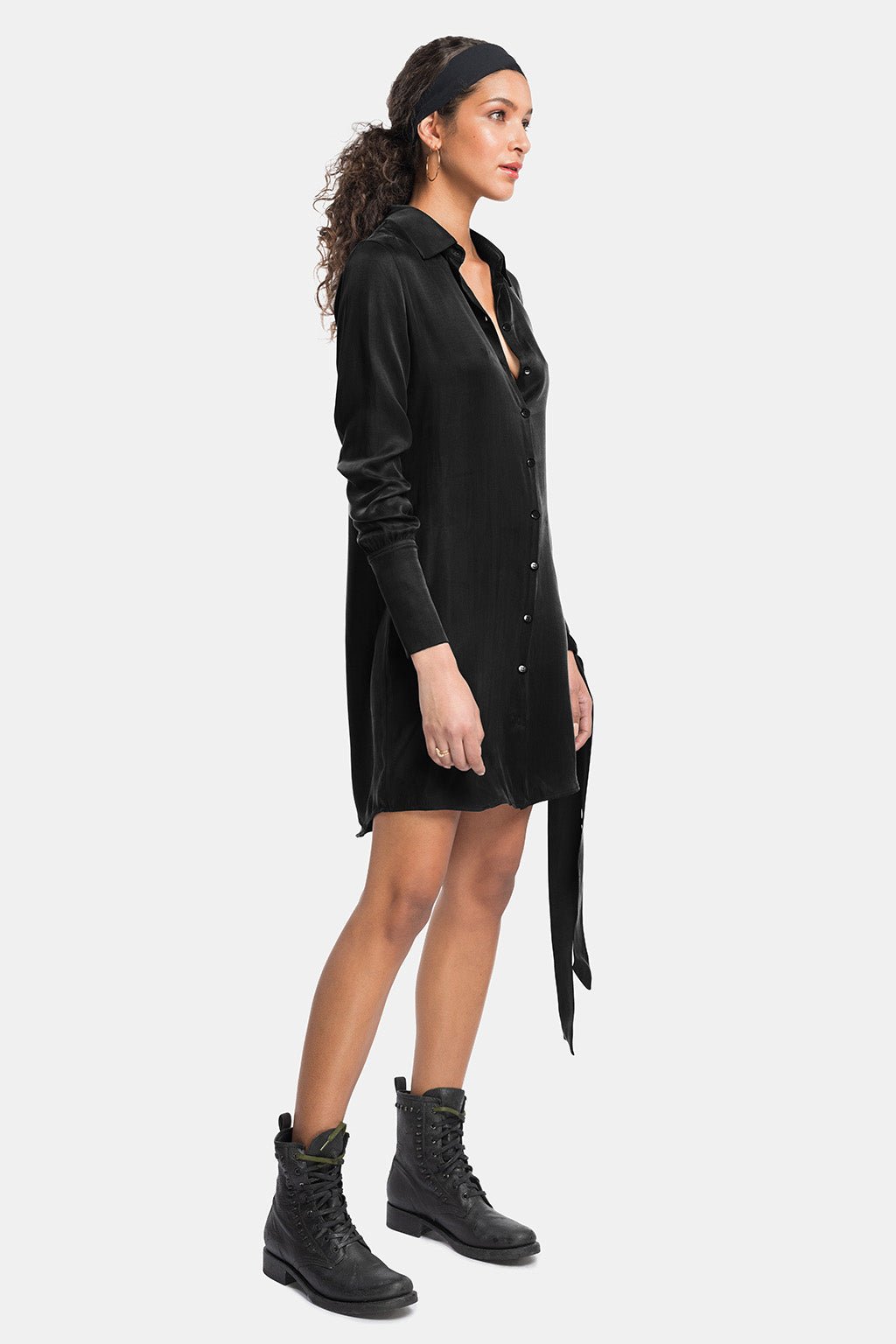 vegan silk shirt dress