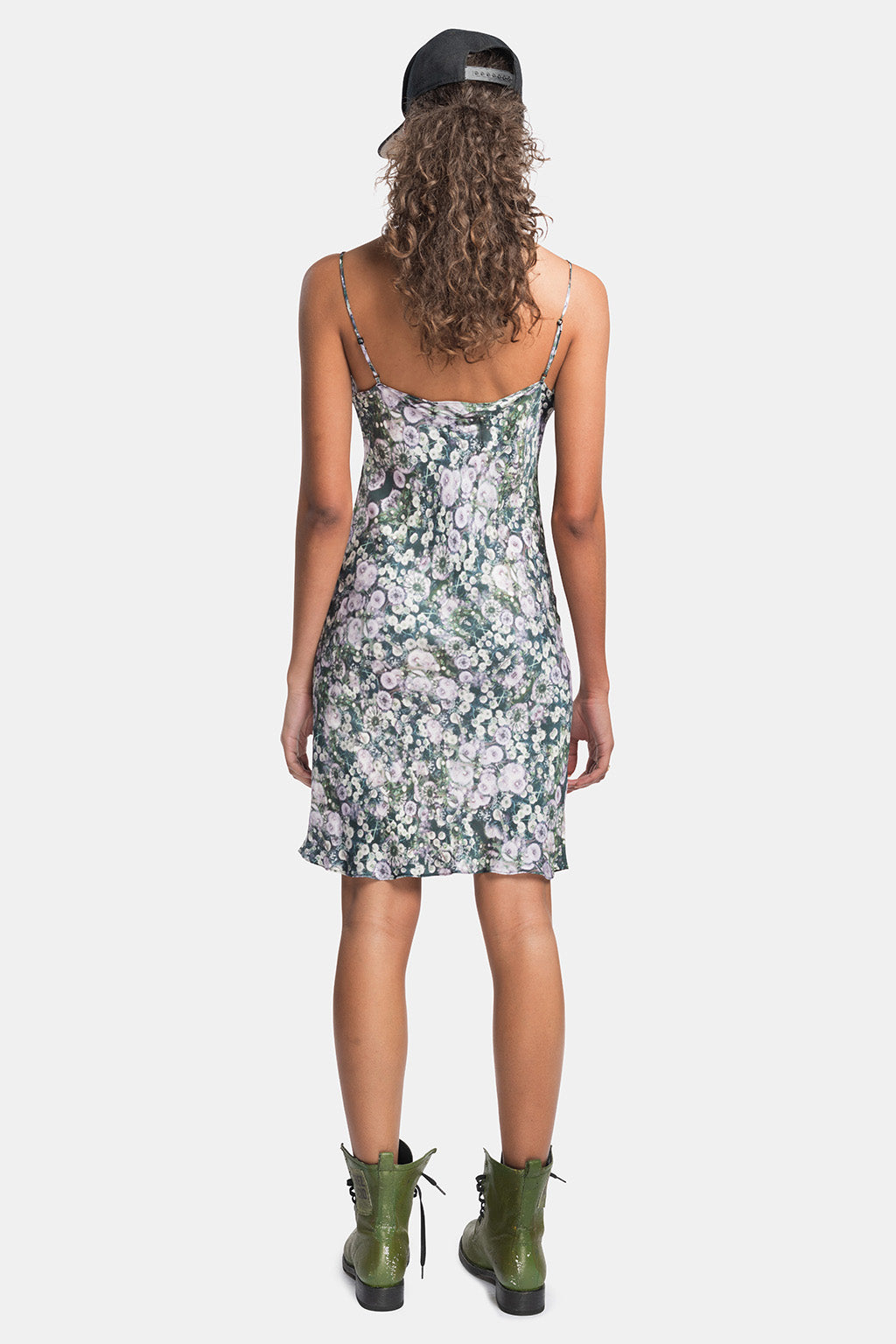 floral vegan silk mini dress