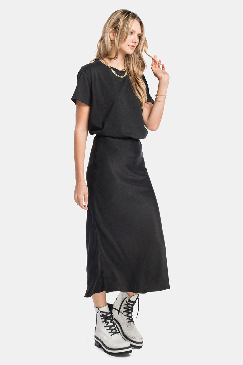 black slip skirt