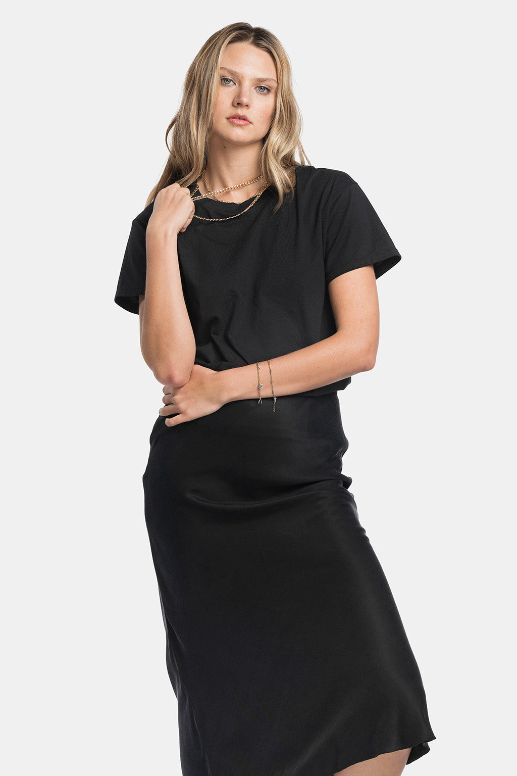 black slip skirt