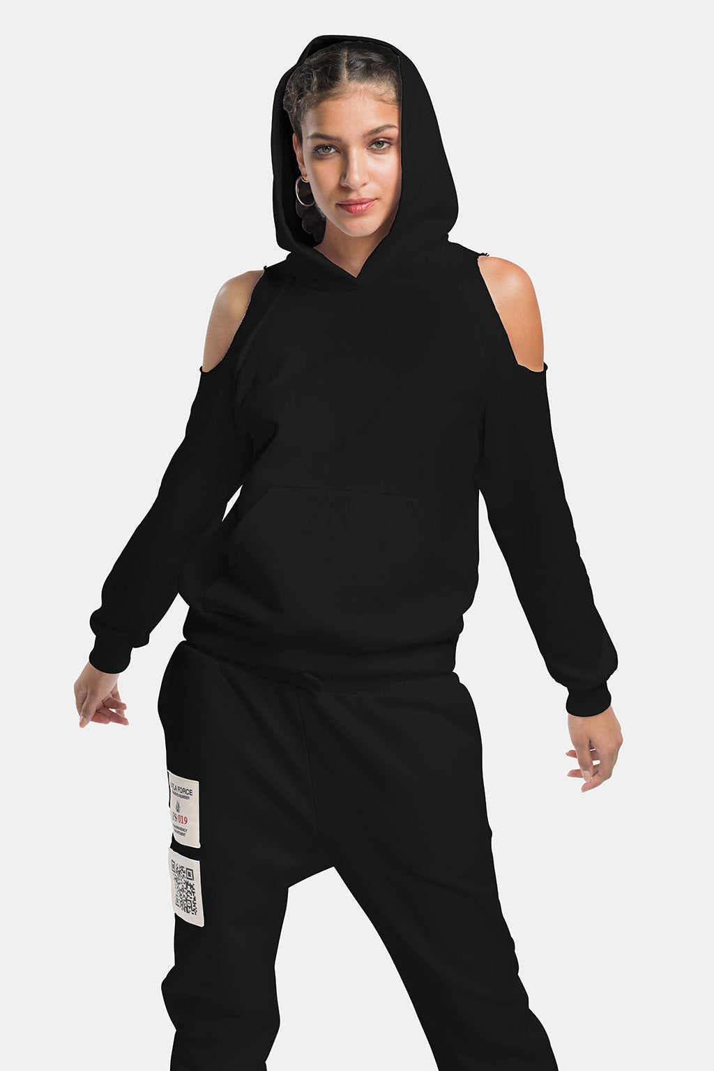 cut out black hoodie